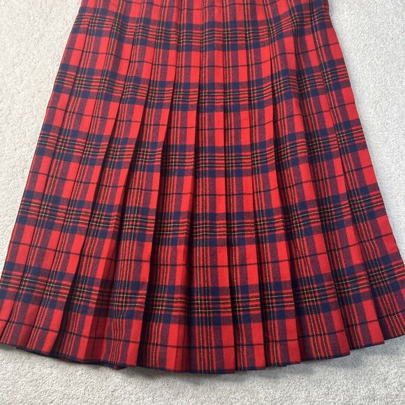 VTG Pendleton Skirt Women's 8 Red Leslie Tartan 100% Virgin Wool Pleated - Picture 3 of 12